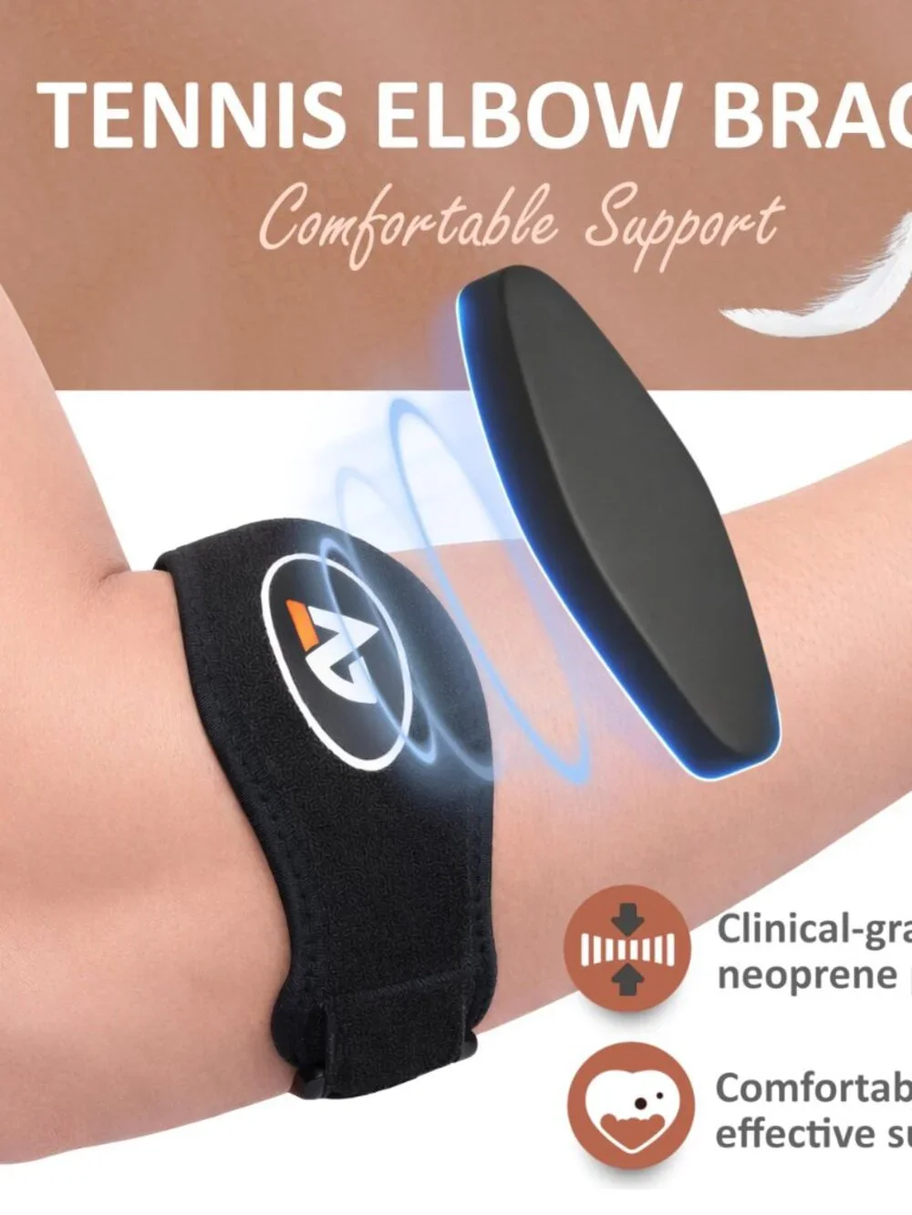 Tennis Elbow Brace with Bonus Replacement Strap (1 pack) - Forearm Brace Support